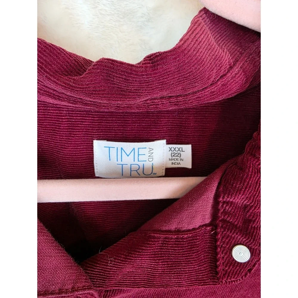Time and Tru Womens Corduroy Belted Utility Dress Rich Red XXXL‎ 22 NWT
